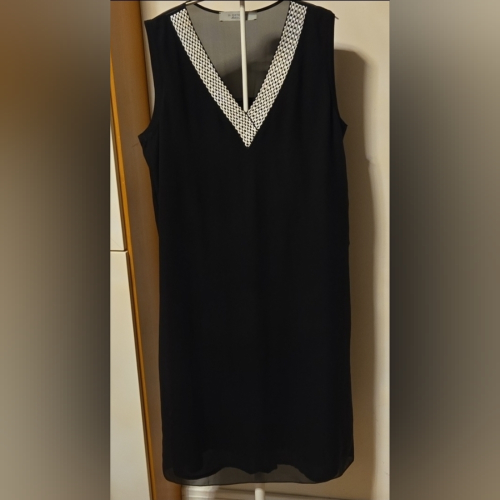 D. EXTERIOR Sleeveless Mixed Media Black White Dress Size L ITALY 🇮🇹